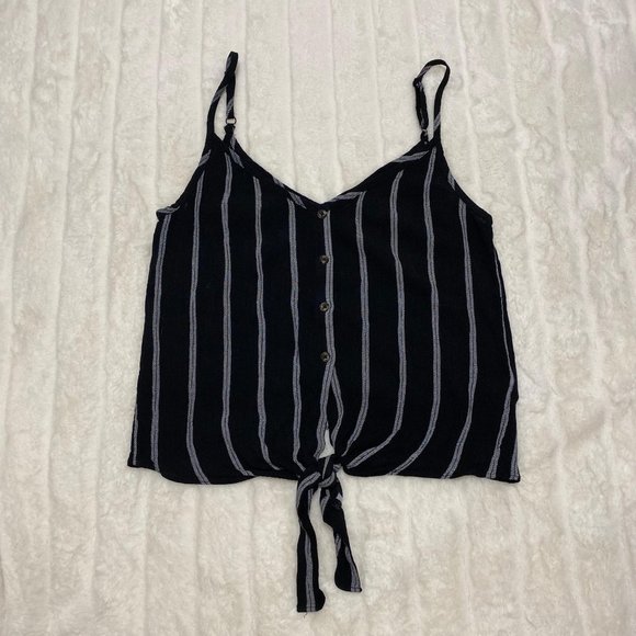 H&M Tops - H&M Black & Grey Striped Tie Bottom Tank Top 6